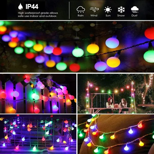 Vista 3 de FULLBELL Guirnalda de 20 luces LED con forma de globo, funciona con USB, luces decorativas para exteriores, interiores, patio, dormitorio, jardín