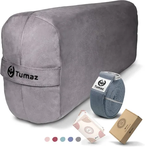 Vista 12 de Tumaz Yoga Bolster Set - Rectangular Bolster Pillow for Restorative Yoga, Soft Meditation Pillow with Carry Handle and 8-Feet Strap, Machine