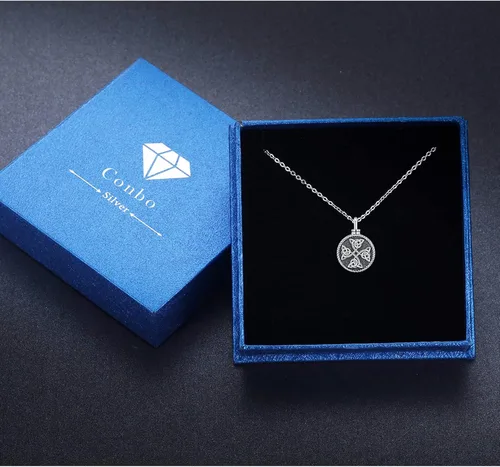 Vista 7 de ConBo Collar de urna de nudo celta negro para cenizas de plata de ley 925 con dije de medallón redondo de recuerdo con herramientas talla única