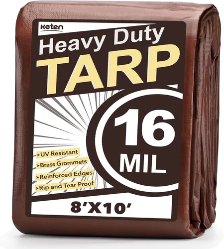 Vista 16 de Keten Tarps Lona resistente impermeable de 3 x 18 pies, 10 mil de grosor - Lona de polietileno multiusos resistente a desgarros y a la decoloración