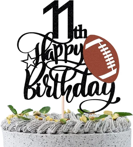 Football Happy 11th Birthday Cake Topper-Sport Theme Birthday Party Decorations-Happy 11th Birthday Party Supplies Decorations (11)