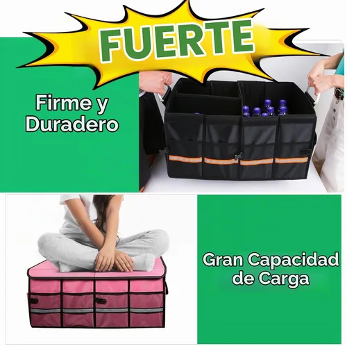 Vista 3 de Organizador de maletero, organizador de carga, almacenamiento de maletero, impermeable, plegable, duradero, múltiples compartimentos