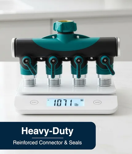 Vista 8 de Divisor de manguera de 4 vías (durabilidad superior), conector de mangueras de jardín premium, válvula de agua resistente de 4 vías para grifo