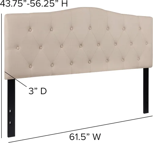 Vista 155 de BizChair Cabecero tapizado capitoné tamaño individual en tela blanca