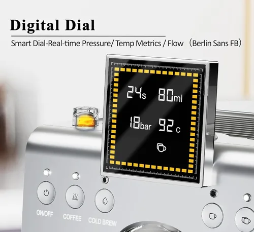 Vista 4 de Empstorm Cafetera Espresso 20 Bares con Espumador de Leche de Vapor, Cafetera Espresso de Acero Inoxidable con Pantalla LED Cafetera para Café