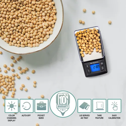 Vista 4 de American Weigh Scales Serie Aero (AERO 150) - Pantalla LCD retroiluminada con pantalla digital compacta y moderna, 150 G x 0,01 G