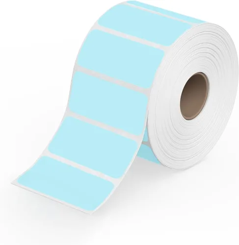 Rollo Etiquetas adhesivas 2x1 - Rollo de 1,000 etiquetas azules - Adhesivos para impresora térmica directa de uso múltiple