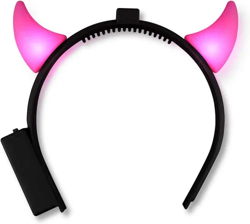 Vista 3 de FlashingBlinkyLights Cuernos de diablo de color rosa intenso con luces LED (juego de 12)
