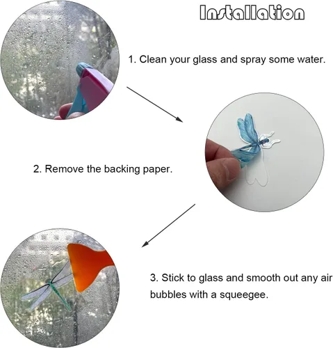 Vista 7 de Adhesivos anticolisión para ventanas de tamaño pequeño – Calcomanías estáticas de recordatorio de vidrio – Evita golpes de pájaros – Decora tus