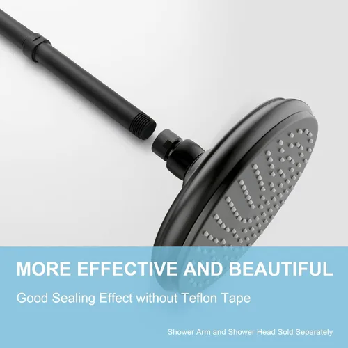 Vista 3 de OFFO Brazo de extensión de cabezal de ducha, extensión de brazo de ducha hecho de acero inoxidable 304, extensión de tubo de ducha de acero Negro