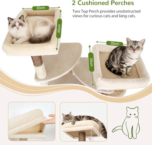 Vista 5 de Globlazer 74In Sturdy Cat Tree for Large Cats, Heavy Duty Multi-Level Tall Cat Tree Tower for Multiple Indoor Adult Cats with Scratching Posts, 2