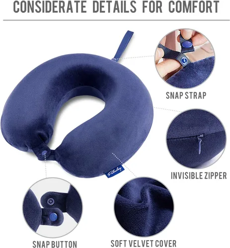 Vista 6 de Fabuday - Almohada de viaje de espuma viscoelástica, almohada para apoyar el cuello y la cabeza para usar en viajes en avión, en el auto, hogar u
