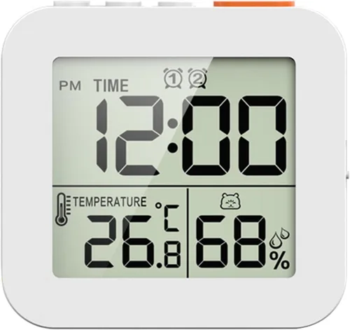 KLKCMS Reloj de ducha con temporizador digital con alarma, reloj de pared para baño y cocina, color blanco