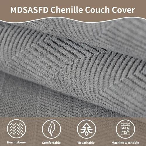 Vista 6 de Fundas de felpilla para sofá modular, fundas de sofá en espiga lavables para perros, divertidas fundas de sofá mullidas para sofá, protector