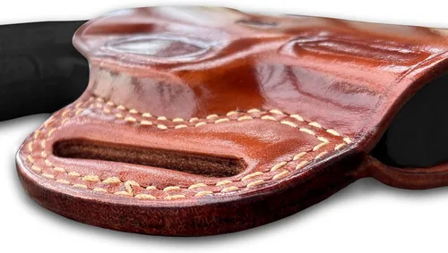 Vista 8 de Premium The Ultimate - Funda de piel para panqueques OWB, parte superior abierta, se adapta a G3c 0.354 in Compact 3.20'' BBL, dibujo a mano