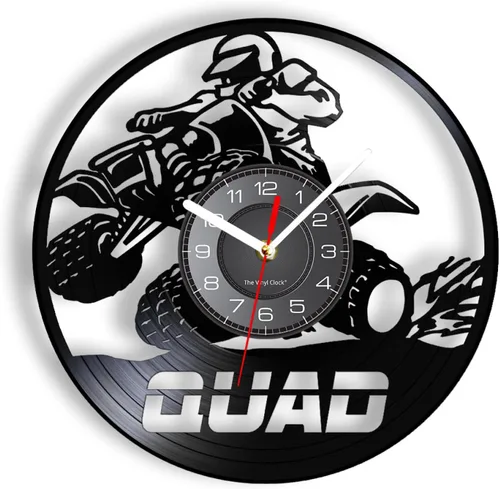 Reloj de pared decorativo de 12 pulgadas para motocross, disco de vinilo, reloj de pared para sala de estar, 4 ruedas, motocicleta, ATV, Quad Rider,