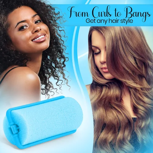 Vista 6 de Juego de rodillos de espuma para el cabello, rizadores de pelo sin calor para dormir, autofastecedores, rizadores de ondas suaves para cabello corto