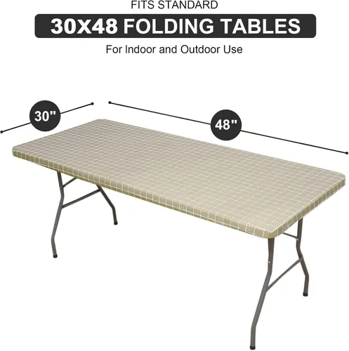Vista 231 de Mantel rectangular, manteles de plástico elásticos ajustables con parte trasera de franela para mesas de 4 pies, manteles de vinilo impermeables