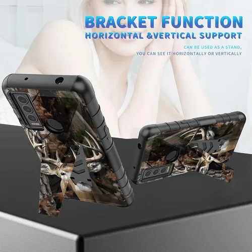 Vista 168 de Funda para AT&T Maestro Max 2021/Cricket Ovation 2 con protector de pantalla de vidrio templado, funda resistente con función atril integrada