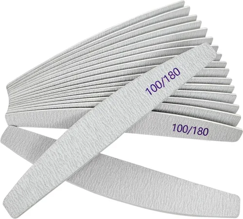 Vista 9 de Limas de uñas (paquete de 50), lima de uñas de madera de grano 100/180, lima de uñas de doble cara de madera Emory para uñas naturales, profesional
