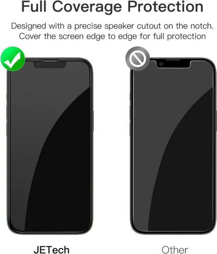 Vista 2 de JETech Protector de pantalla de cobertura completa para iPhone 1313 Pro de 6.1 pulgadas, película de vidrio templado con borde negro con herramienta