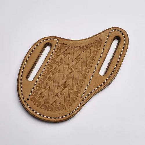 Funda de cuero, panqueques inclinados/cinturón/funda de cuchillo trampero, bronceado