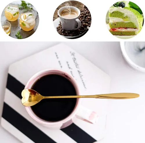 Vista 3 de dealcase Juego de 4 cucharaditas de café, cucharas de café, cucharas para revolver bebidas para té, pasteles, azúcar, postres, helados, cócteles