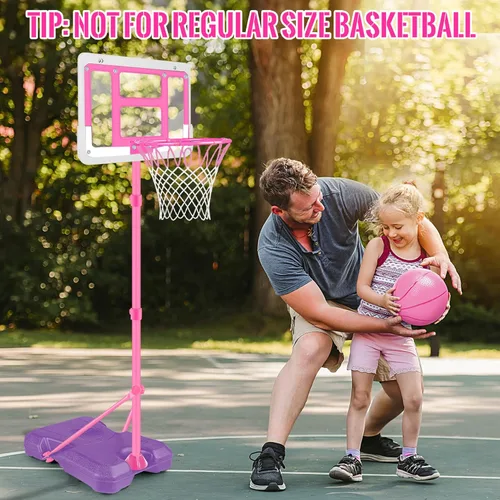 Vista 4 de Aro de baloncesto para niños con soporte, juego de baloncesto ajustable, juguetes de baloncesto para niños pequeños varones de 3, 4, 5, 6, 7, 8