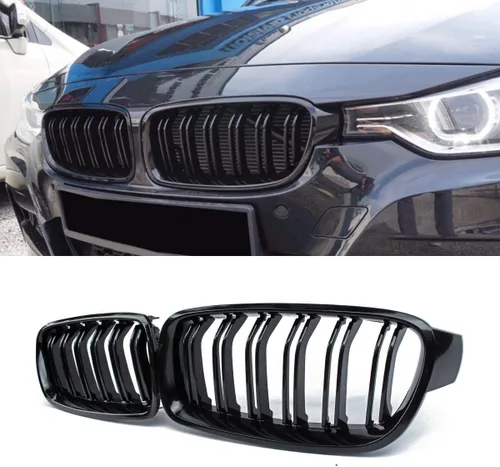 Rejilla delantera, repuesto de parrilla de riñón para BMW Serie 3 F30 F31 (ABS, negro brillante)