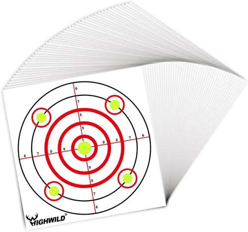 Vista 4 de Highwild Objetivos de papel de disparo Bullseye - para rifle de aire/pistola de aire comprimido para práctica de balas trampas - 11 x 11 pulgadas