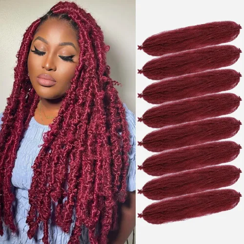 Vista 42 de 8 paquetes de cabello rizado estilo afro elástico Marley Twist, cabello trenzado previamente separado para rastas sintéticas de ganchillo para 1B