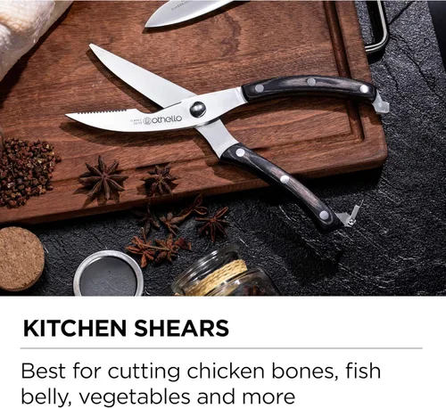 Vista 7 de CL-FK6 - Juego de cuchillos clásicos con cuchillos de cocina de bloque de madera, color plateado