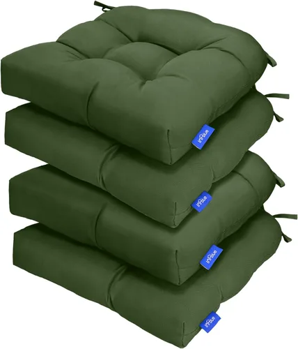 Vista 109 de Cojines de mimbre copetudos de 3 piezas para muebles de patio, cojines de mimbre para sillas de exterior con lazos, cojines de mimbre repelentes al