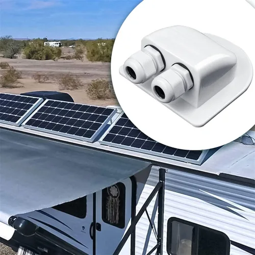 Vista 7 de Glándula de entrada de cable solar, cubierta de conector de cable doble solar impermeable, soporte de plástico solar fotovoltaico curvado ABS