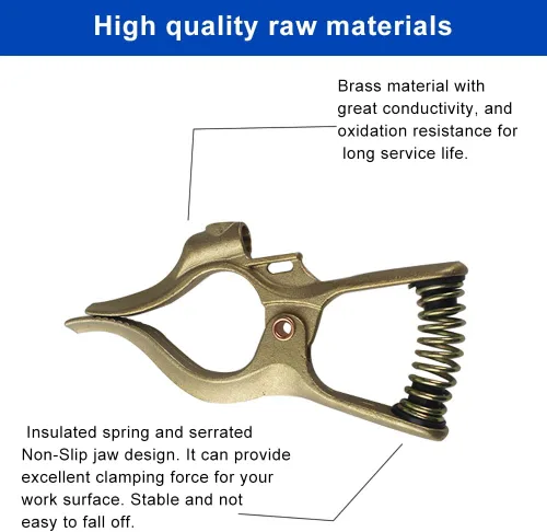 Vista 3 de Pinza de tierra para soldadura de 300 amperios estilo T de latón