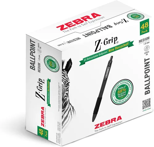Vista 14 de Zebra Pen Z-Grip - Bolígrafo retráctil de punta media, 3/64 pulgadas, tinta negra, 12