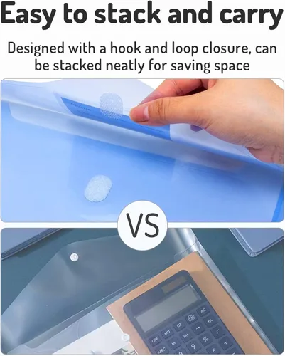 Vista 7 de Forvencer Carpeta de Bolsillo, 4X Capacidad Regular, 5 Paquetes de Carpetas de Plástico Super Pesadas con Cierre Hermético, Carpetas con Bolsillos