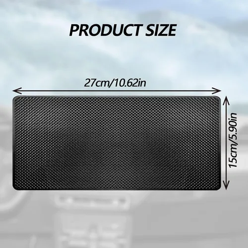 Vista 7 de Tapete de goma antideslizante para salpicadero, tamaño de 10.6 x 5.9 pulgadas, tapete antideslizante para automóvil, accesorios de salpicadero