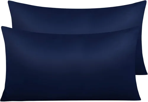 Vista 28 de NTBAY Fundas de almohada de satén con cremallera para cabello y piel, juego de 2 fundas de almohada estándar de lujo con cremallera oculta, 20 x 26