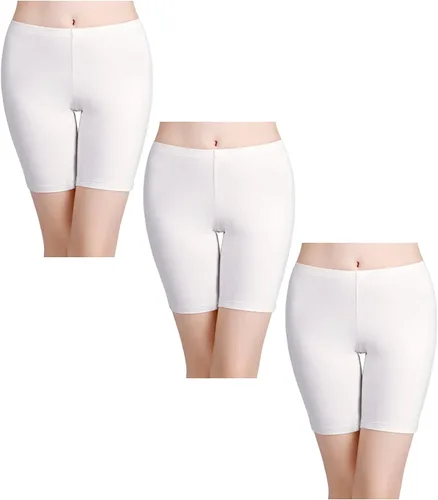 Vista 13 de wirarpa Ropa interior de algodón antirozaduras para mujer, pantalones cortos de pierna larga, paquete de 3