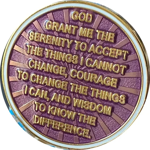 Vista 2 de 2 años AA Medallion Cosmic Purple Glitter Gold Plated Chip