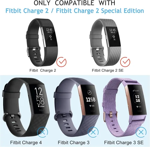 Vista 3 de 3 paquetes de bandas deportivas compatibles con bandas Fitbit Charge 2 para mujeres y hombres, correas ajustables de repuesto para Fitbit Charge 2