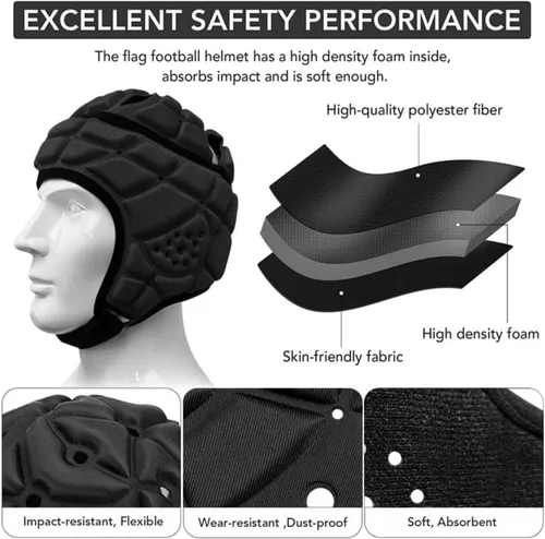 Vista 3 de Casco de hockey acolchado suave 7v7 Soft Shell Protector de cabeza Fútbol Rugby Fútbol