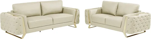 Vista 28 de Blackjack Furniture Reggio Collection - Sofás de cuero italiano de grano completo para sala de estar con marco de madera brasileña y acero