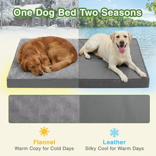 Vista 5 de Camas impermeables para perros de gran tamaño, cama ortopédica lavable para mascotas con funda extraíble reversible, cama de espuma para mascotas