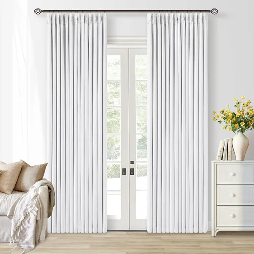 Vista 46 de Juego de 2 paneles de cortinas plisadas negras de 80 pulgadas para sala de estar, cortinas plisadas de lino con forro de 80 pulgadas de largo, 100%