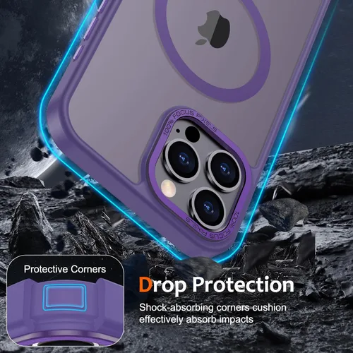 Vista 522 de Anuck - Funda magnética para iPhone 11 compatible con MagSafe, carcasa trasera mate translúcida dura, borde de TPU, delgada, resistente a impactos