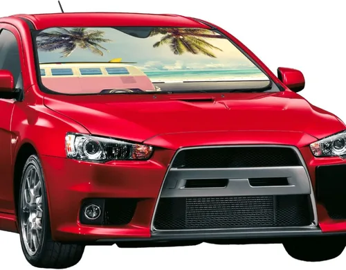 Vista 2 de Parasol plegable para parabrisas de automóvil de playa, visera solar para ventana delantera, cubierta de protección solar para automóvil, camión, 2