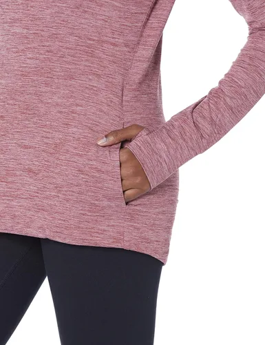 Vista 3 de Tienda Essentials Sudadera con capucha para mujer Brushed Tech Stretch Popover (disponible en tallas extragrandes)