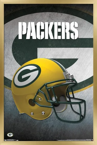 Vista 18 de Trends International NFL Green Bay Packers - Póster de pared con casco 16, 14.725 x 22.375 pulgadas, versión enmarcada de madera de granero